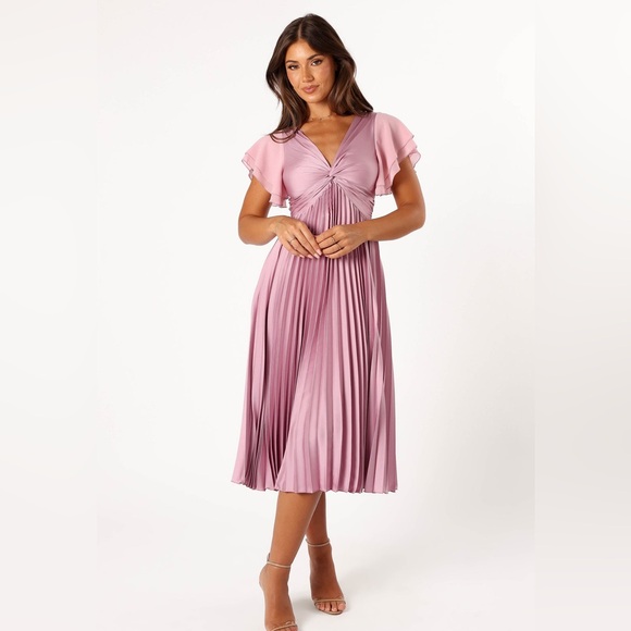 NWT Petal and Pup Dusty Rose Nova Flutter Sleeve Midi Dress size Small - Picture 1 of 6
